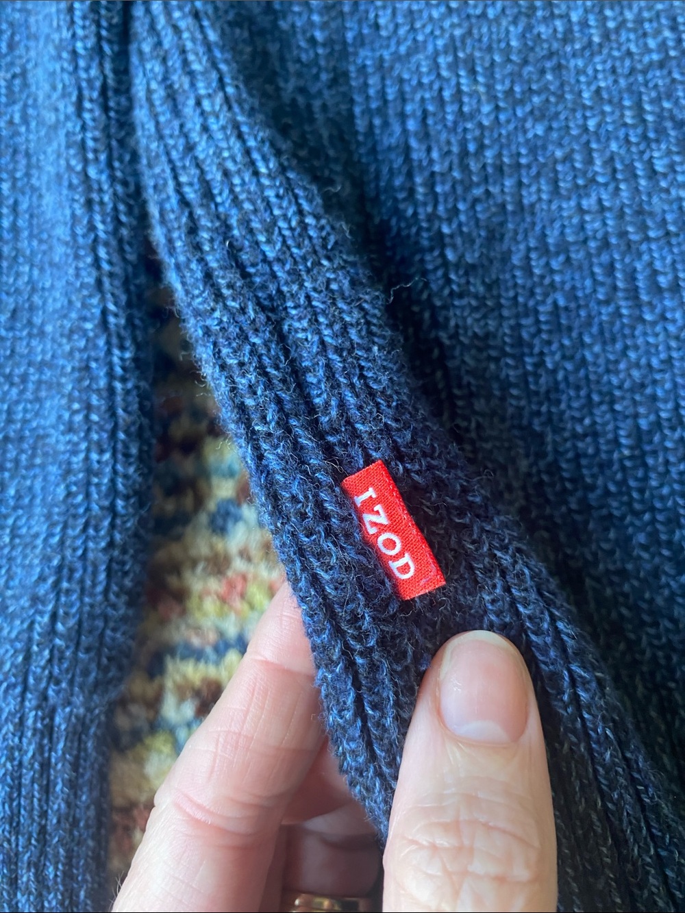 Izod Men's Navy Zip-Neck Sweater - Picture 7 of 9